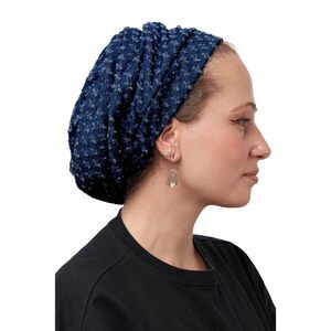 4921 Ermandina Denim Head Covering For Women Tichel Slouchy Beanie Beret Snood